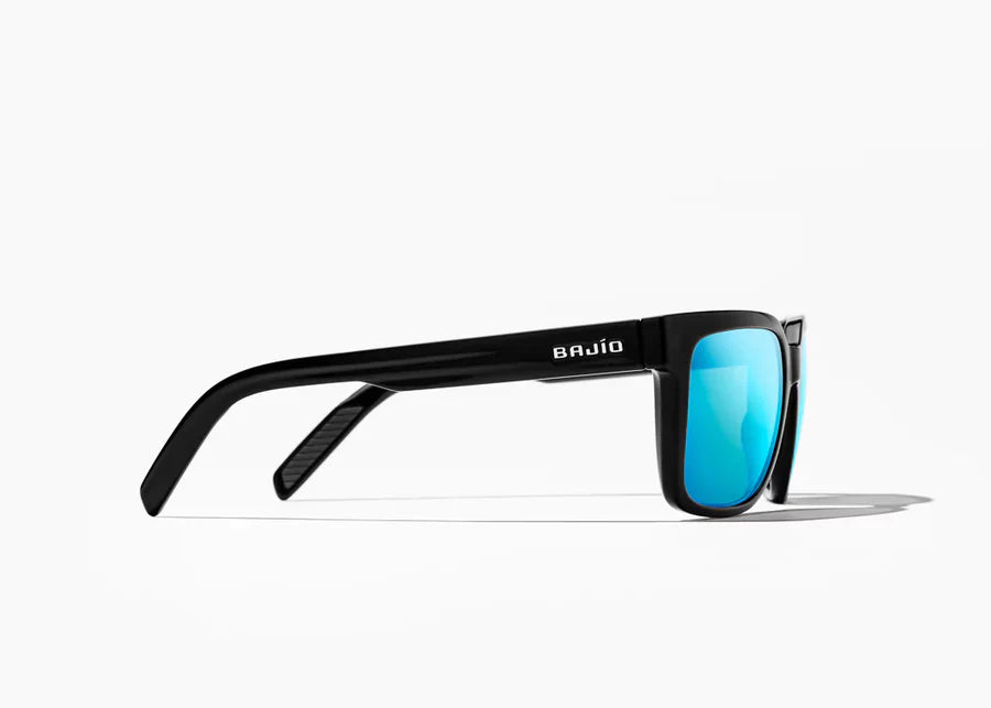 Bajio Sunglasses Paila Black Gloss Blue Mirror Polycarbonate Lens
