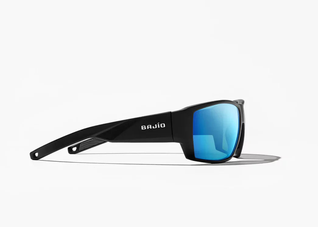 Bajio Sunglasses Vega Matte Black Blue Glass Lens