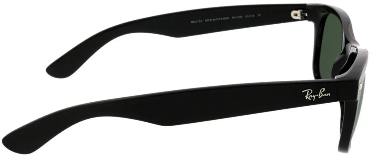 Ray-Ban Sunglasses New Wayfarer RB2132 901/58 Polished Black G-15 Green Polarized Lens 55mm