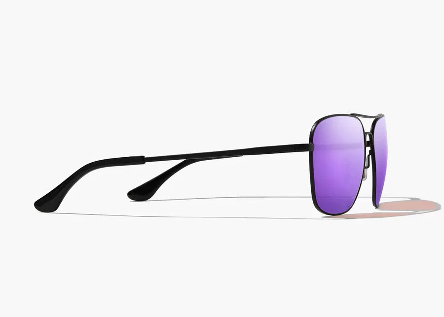 Bajio Sunglasses Snipes Black Violet Mirror Polarized Poly Lens