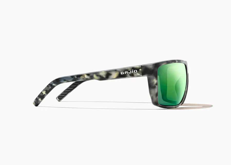 Bajio Sunglasses Toads Grey Camo Green Mirror Polarized Poly Lens