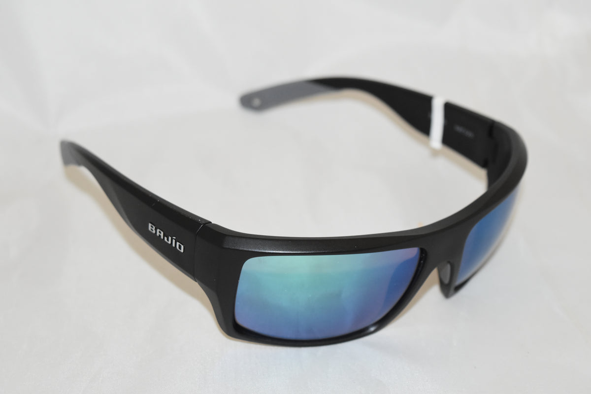 Bajio Sunglasses Nato Matte Black Blue Mirror Polarized Glass Lens