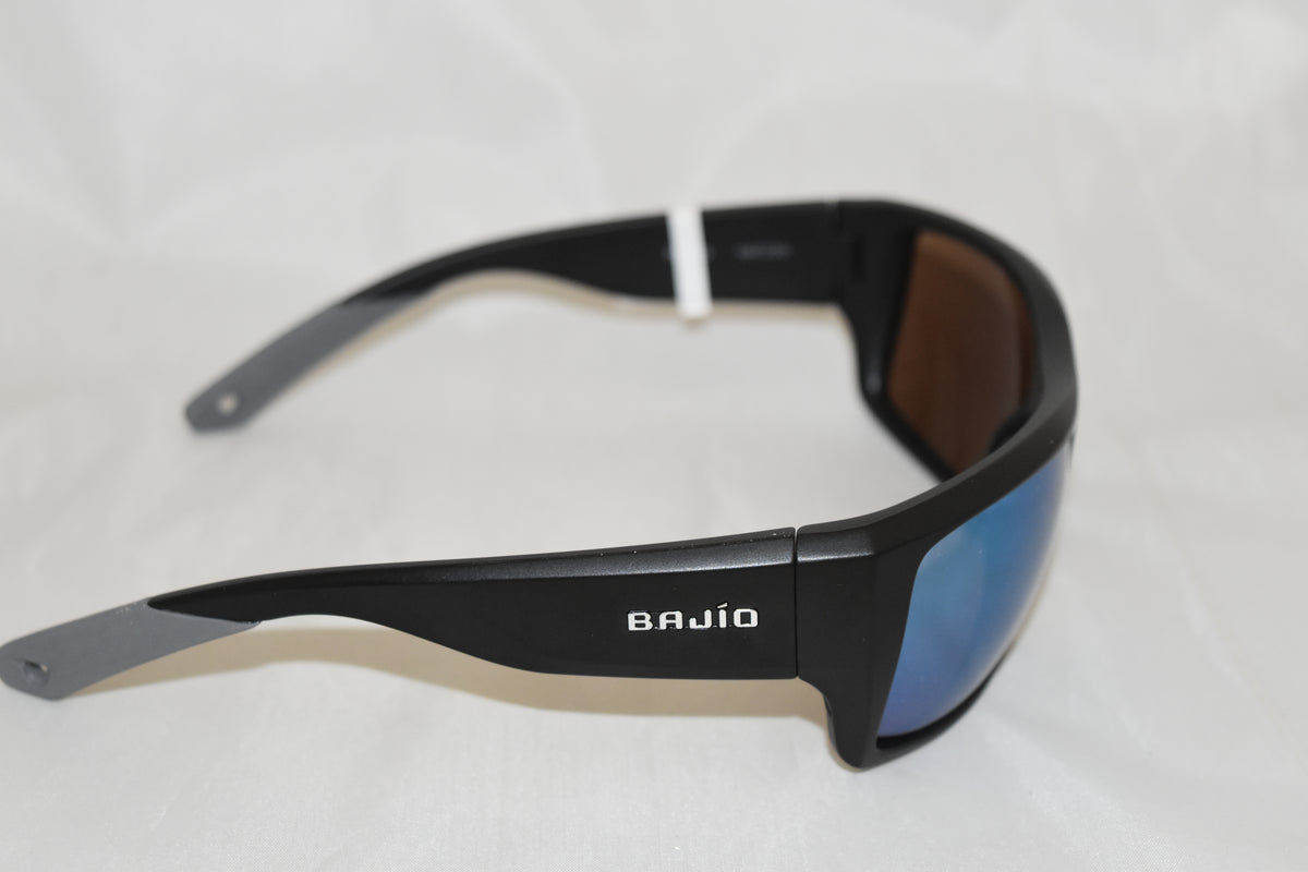 Bajio Sunglasses Nato Matte Black Blue Mirror Polarized Glass Lens