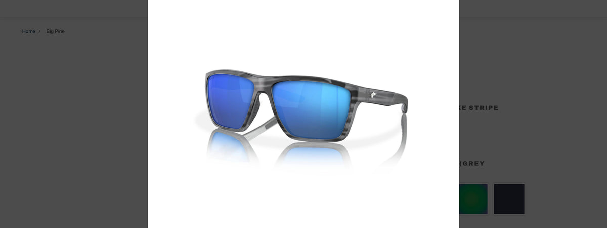 Fin-Nor Big Pine Matte Smoke Stripe Blue Mirror Glass Lens