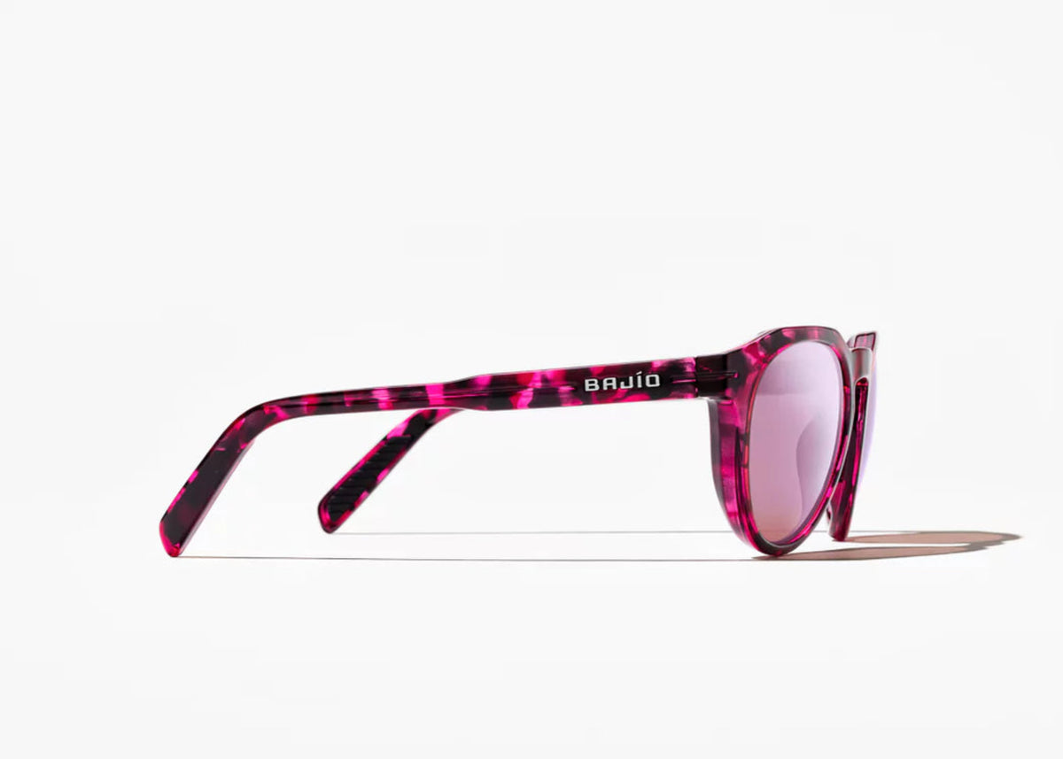 Bajio Sunglasses Paraiso Pink Tortoise Gloss Rose Mirror Polycarbonate Lens