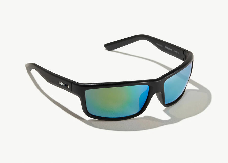 Bajio Sunglasses Nippers Matte Black Green Mirror Polycarbonate Lens