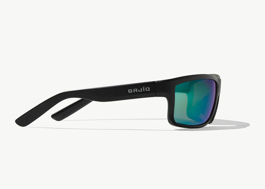 Bajio Sunglasses Nippers Matte Black Green Mirror Polycarbonate Lens