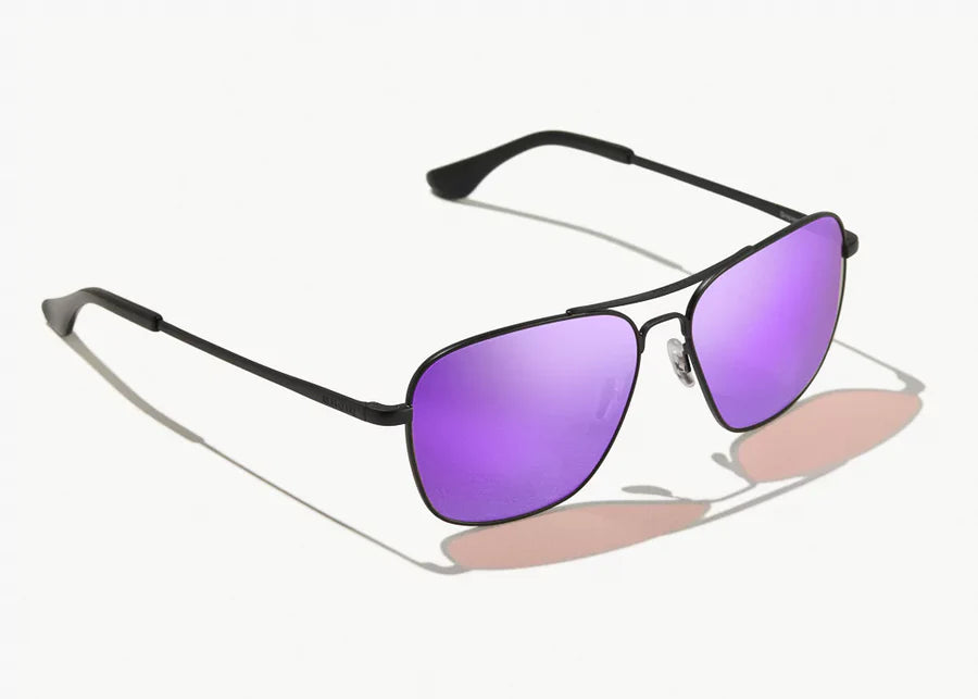 Bajio Sunglasses Snipes Black Violet Mirror Polarized Poly Lens