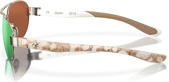 Fin-Nor Sunglasses Sea Shore Soft Gold / Tiger Conch Green Mirror Polarized Poly Lens