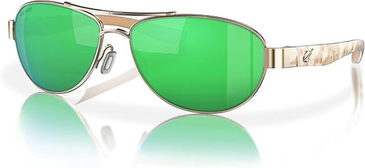 Fin-Nor Sunglasses Sea Shore Soft Gold / Tiger Conch Green Mirror Polarized Poly Lens