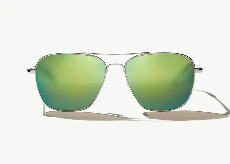 Bajio Sunglasses Snipes Silver Green Polarized Poly Lens