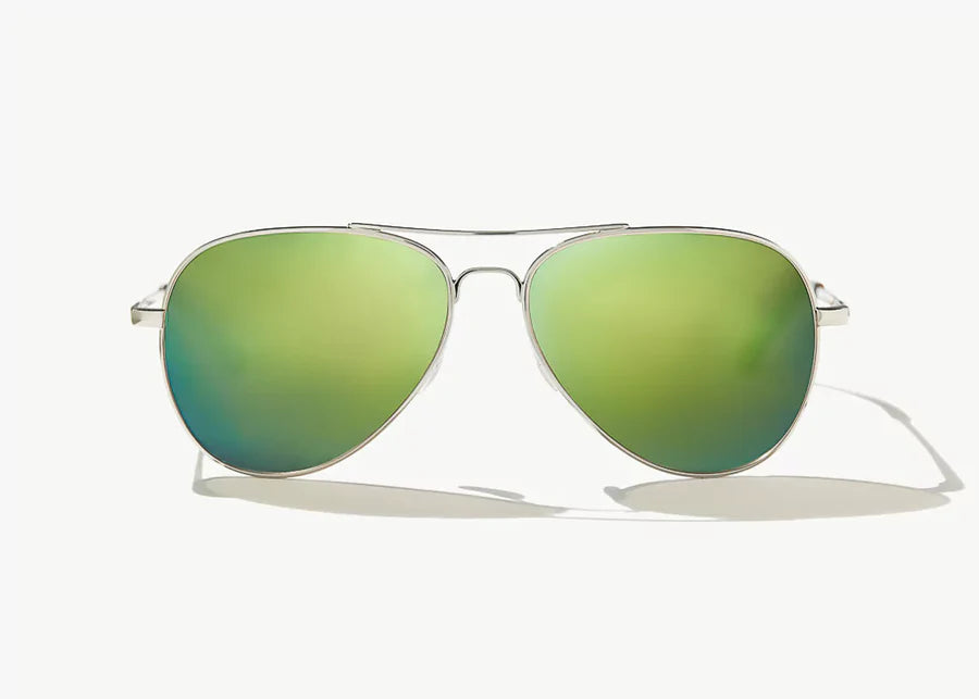 Bajio Sunglasses Soldado Silver Green Mirror Polarized Lens