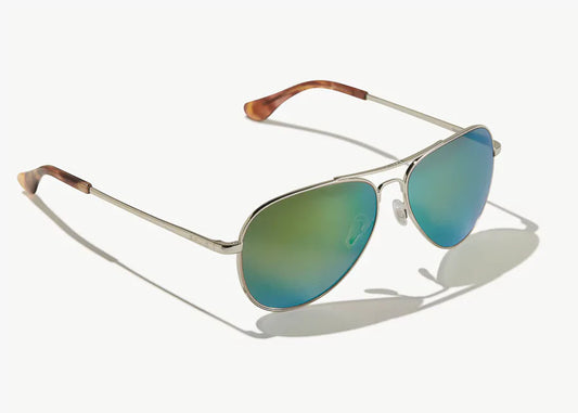 Bajio Sunglasses Soldado Silver Green Mirror Polarized Lens